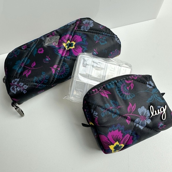 Lug Bobsled XL Eyeglass Case & Mini Pill Box Case Floral NWOT - Picture 1 of 10